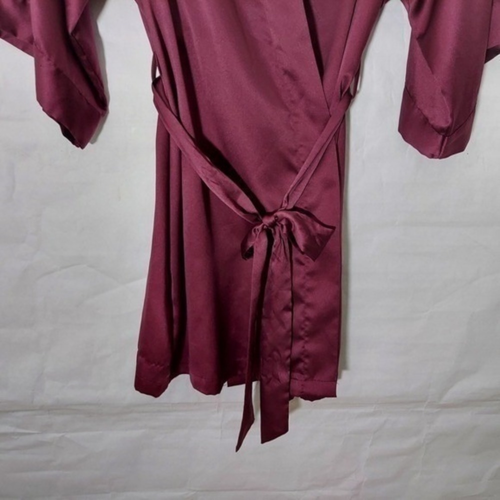Victoria Secret Robe XS Purple Bridal Getting Ready Kimono Boudoir Satin Wrap - Picture 4 of 11
